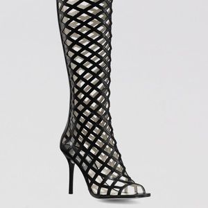 Michael Kors peep toe high heel cage boots
